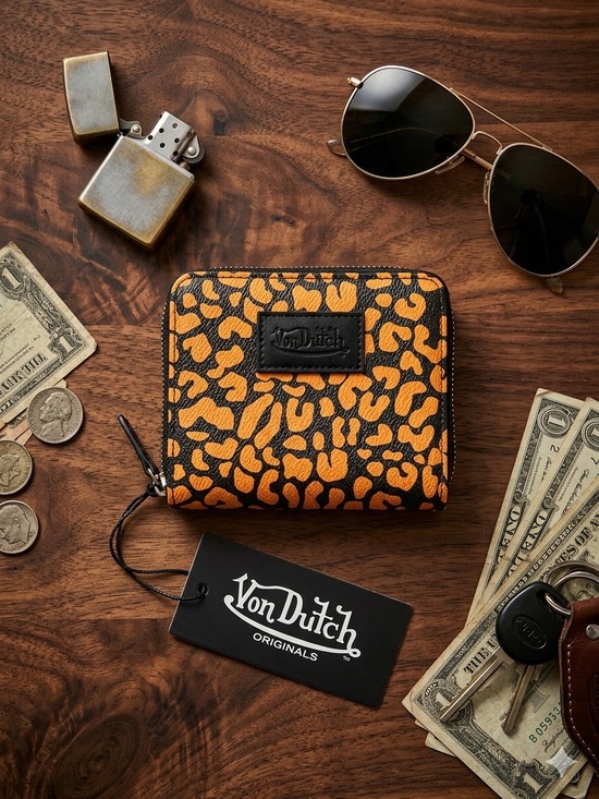 Von Dutch Handbags - Von Dutch zip around wallet! NWT  orange cheetah print